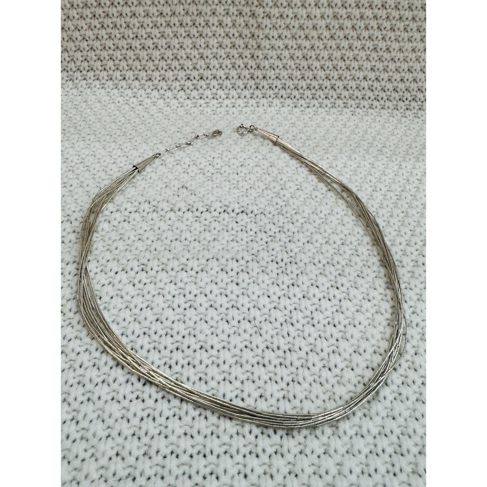 925 Sterling Silver 18" Multi-Strand Liquid Silver Necklace Adjustable